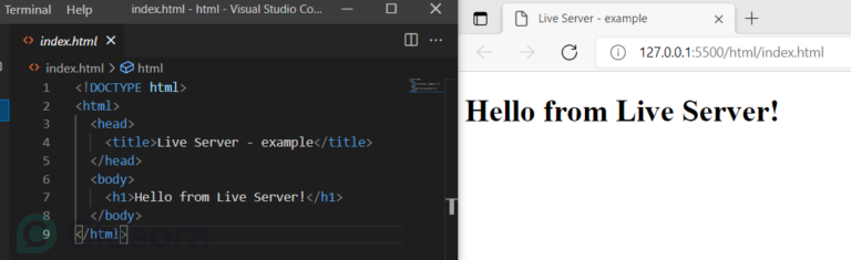 VS Code – levo, browser – desno